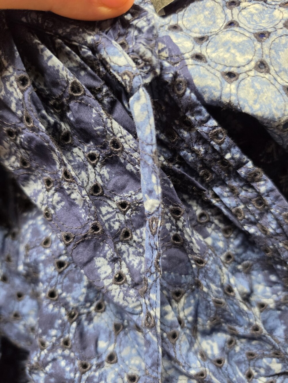 Ralph Lauren, eyelet navy blue dress, lined skirt, tiered skirt, 100% cotton. - Picture 5 of 16